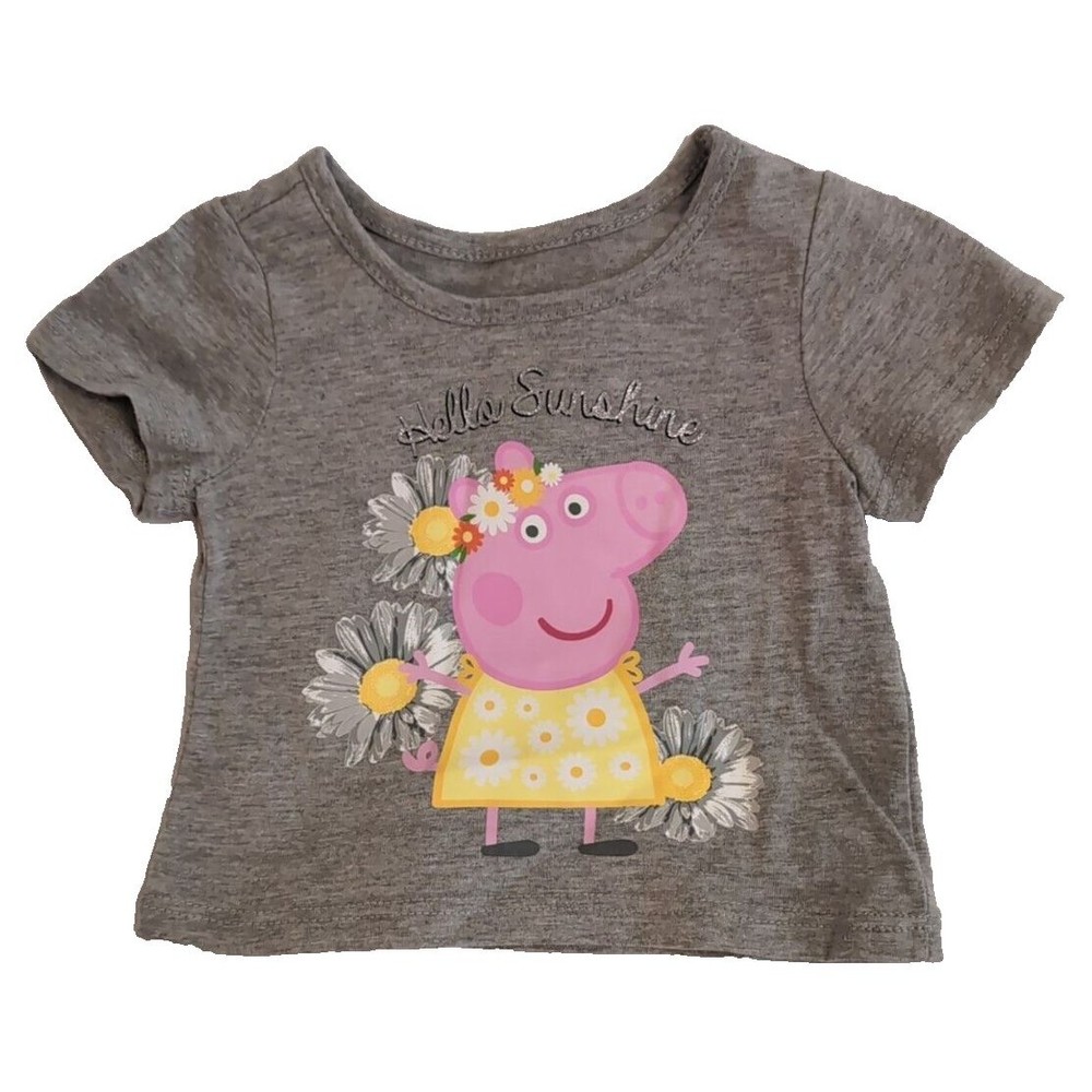 Toddler Size 18 Months Peppa Pig Short Sleeve Shirt Top  Gray NWOT